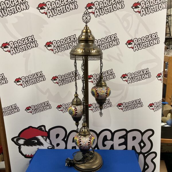 Large Moroccan mosaic table lamp with colourful glass mosaic.