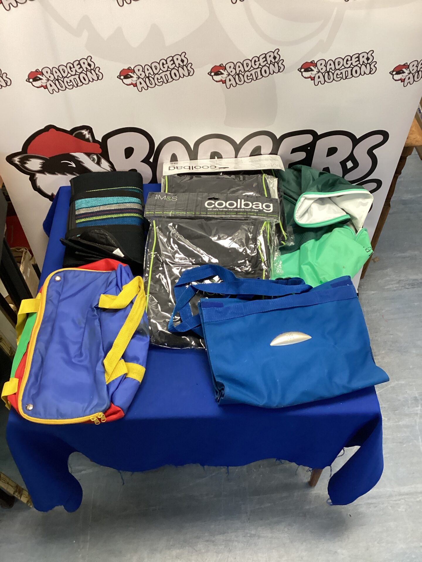 Colourful M&S school bag bundle with picnic blanket.