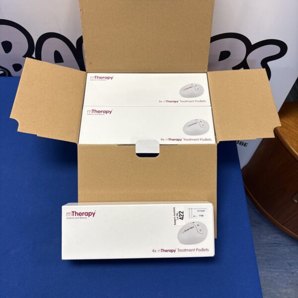 Sealed boxes of mTherapy treatment podlets for medical therapy.