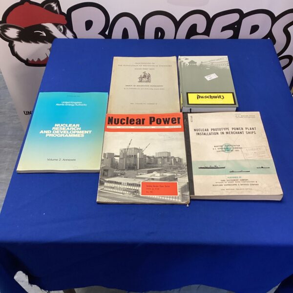 Vintage cover of nuclear engineering book detailing atomic energy.