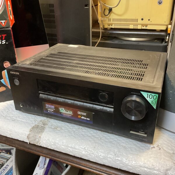 Black Onkyo TX-SR252 AV receiver for home theater surround sound.