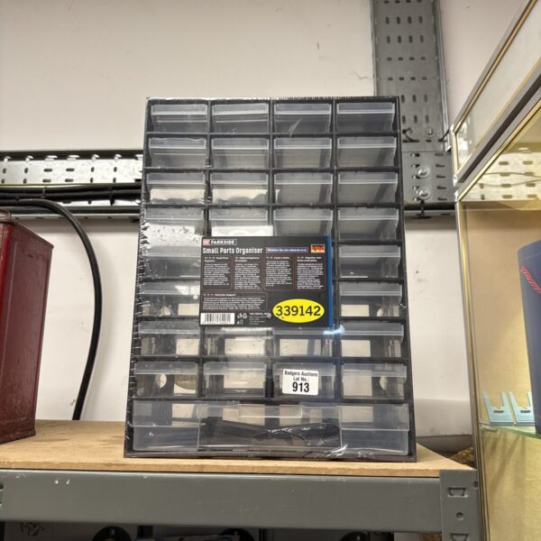 Parkside small parts organiser with multiple compartments for storage.