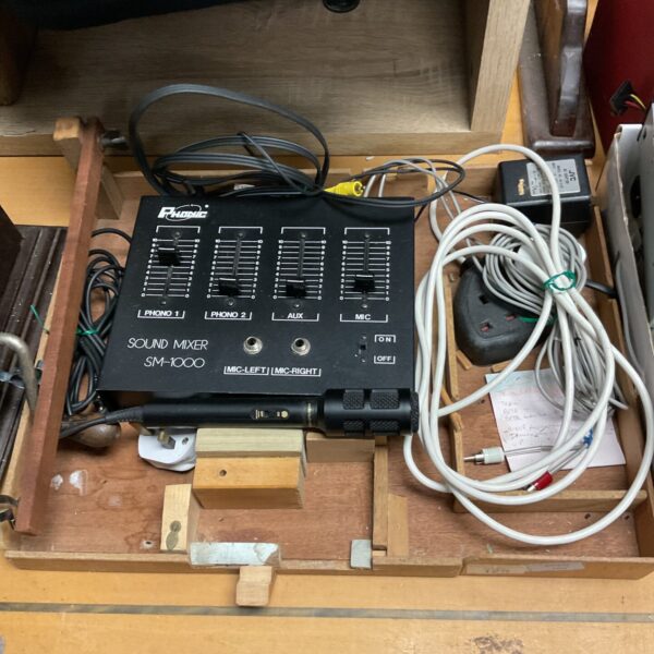 Vintage Phonic SM-100 audio mixer with Audio Technica microphone.