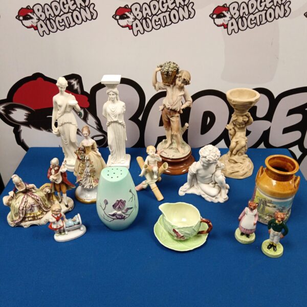 Vintage porcelain figurines and Carlton ware collection for collectors.