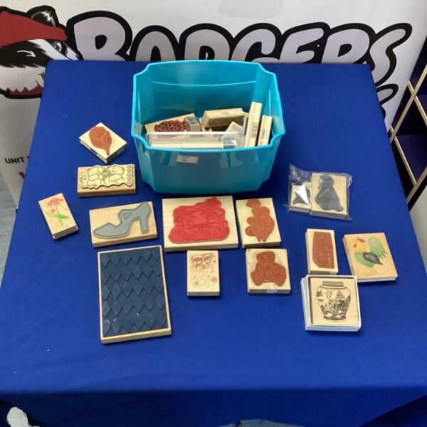 Mixed lot of vintage printing blocks with Christmas themes.