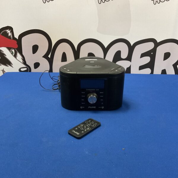Black Pure Chronos CD player, Series 2, tabletop digital radio.