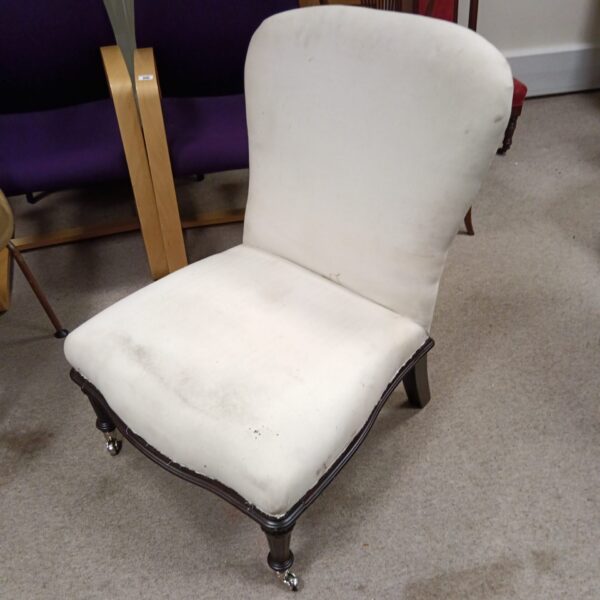 Front view of unfinished Ralph Lauren easy chair.