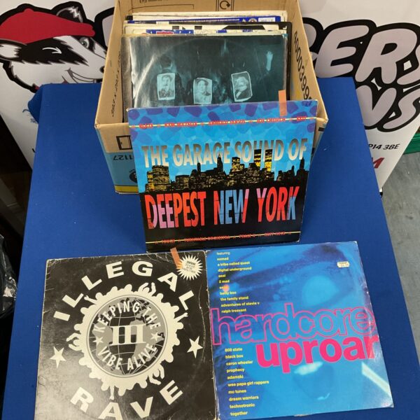 Vintage rap and house dance vinyl LP collection.