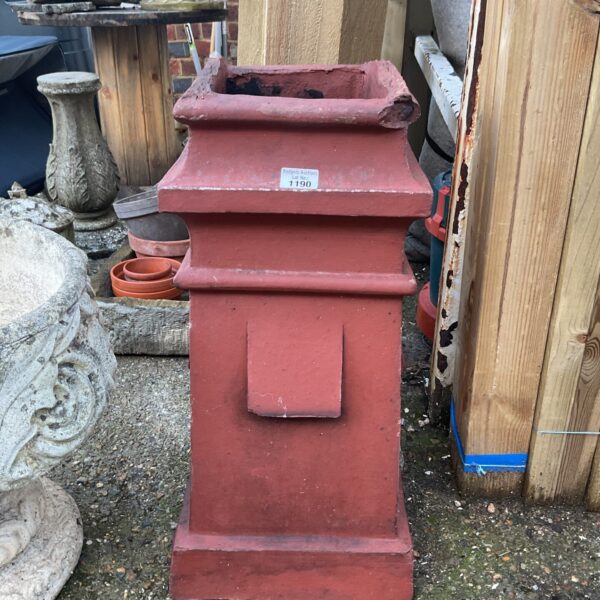 Reclaimed Victorian terracotta chimney pot with square panelling.