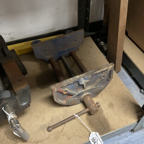 Vintage Record bench clamp for woodworking, showing signs of wear.