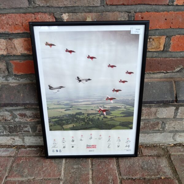 Framed Red Arrows signed photo print from 2017, aviation art.