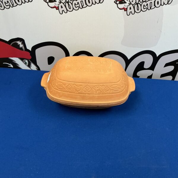 Vintage Romertopf clay pot for traditional German cooking.