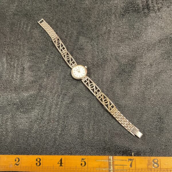 Close-up of a vintage sterling silver Rotary wristwatch.