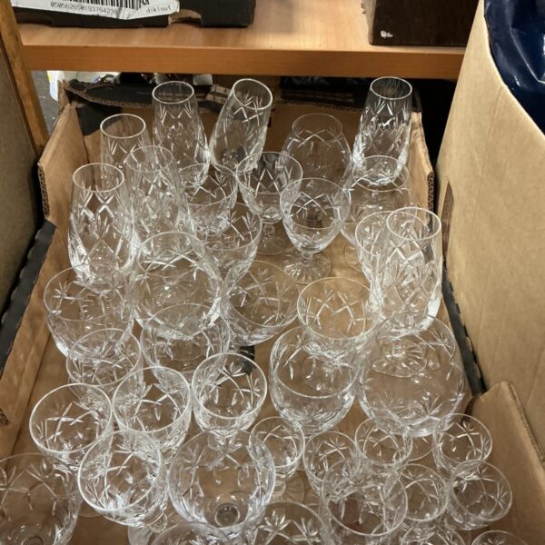 Selection of Royal Doulton crystal glasses, including champagne flutes.