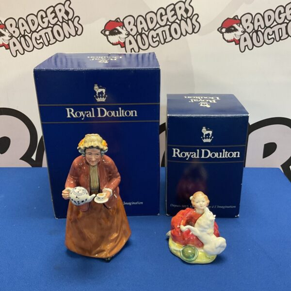 Royal Doulton figurines "Teatime" and "Home Again" in original boxes.