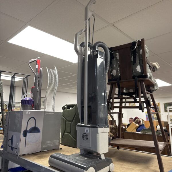 Sebo BS36 upright vacuum cleaner in a domestic setting.