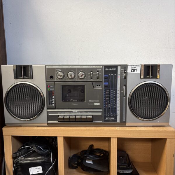 Vintage Sharp GF-7400 stereo cassette player, portable radio.