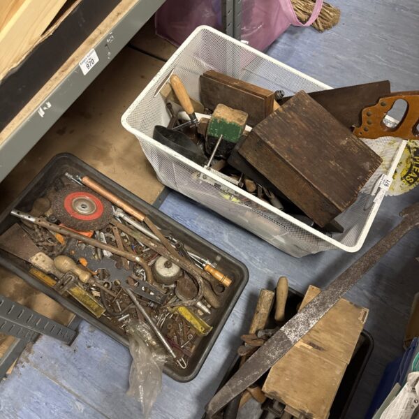 Lot of vintage shed clearance tools for garden and DIY projects.