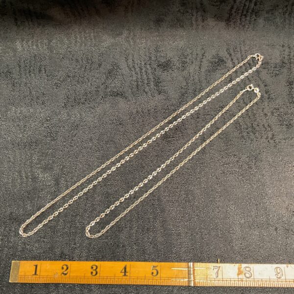 Two silver chunky chain necklaces, 24 inch and 16 inch lengths.