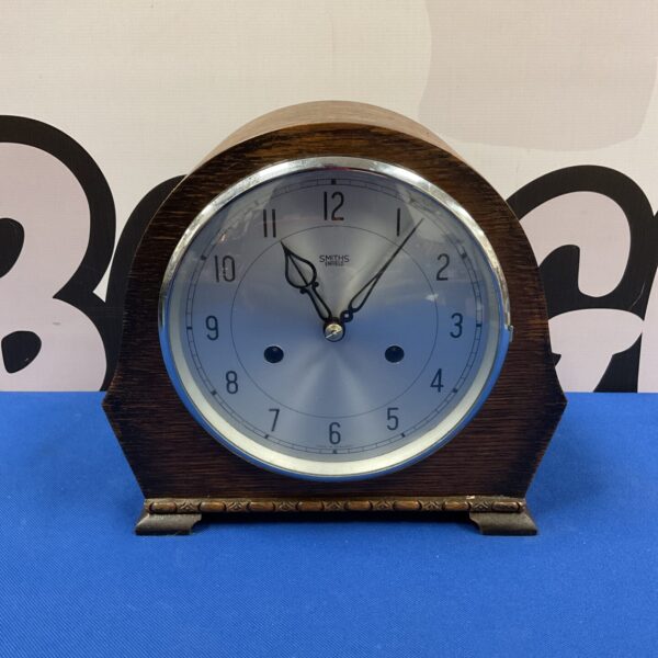 Vintage Smiths Enfield mantle clock with cream enamel dial.