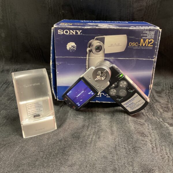 Sony DSC-M2 digital camera with original box and accessories.