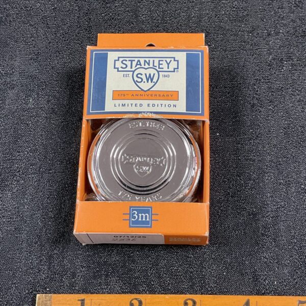 Vintage Stanley 175th anniversary measuring tape, collectible tool.