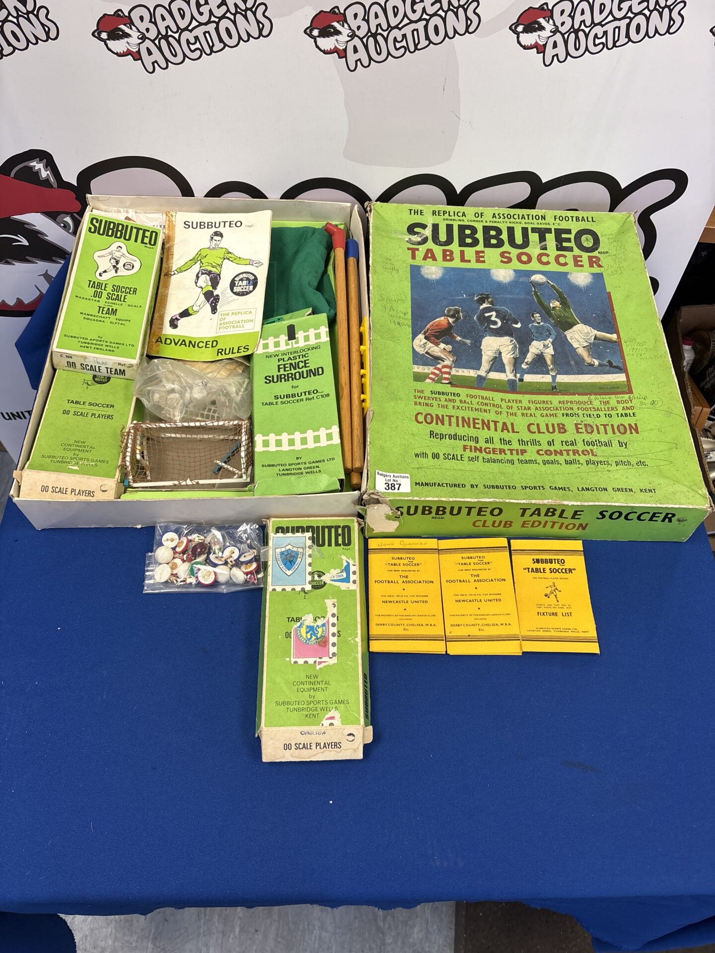 Vintage Subbuteo Continental Club Edition boxed table soccer game.
