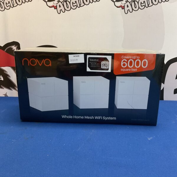 Tenda Nova whole home mesh WiFi system in box.