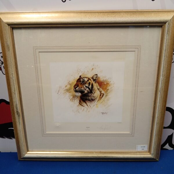 Signed limited edition Tony Forrest tiger print for wildlife art collectors.