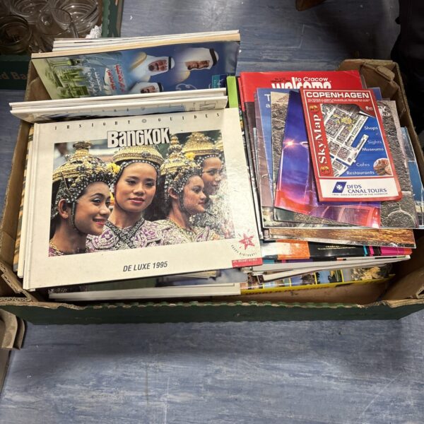 Mixed lot of vintage travel books and maps for collectors.