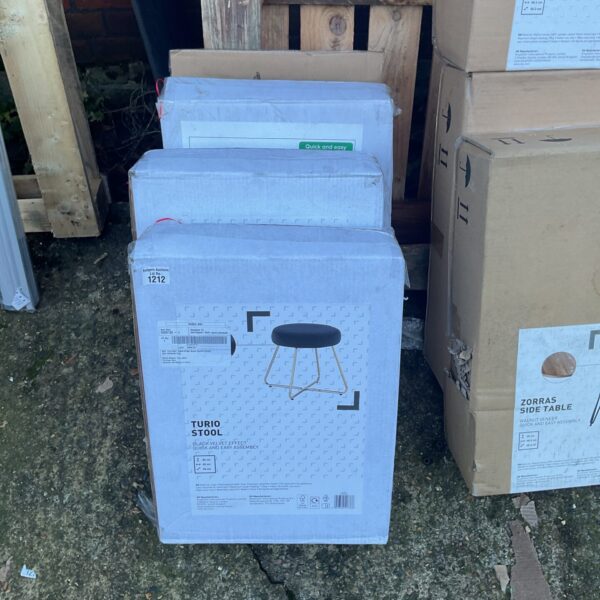 Set of three modern Turio stools for kitchen or bar use.