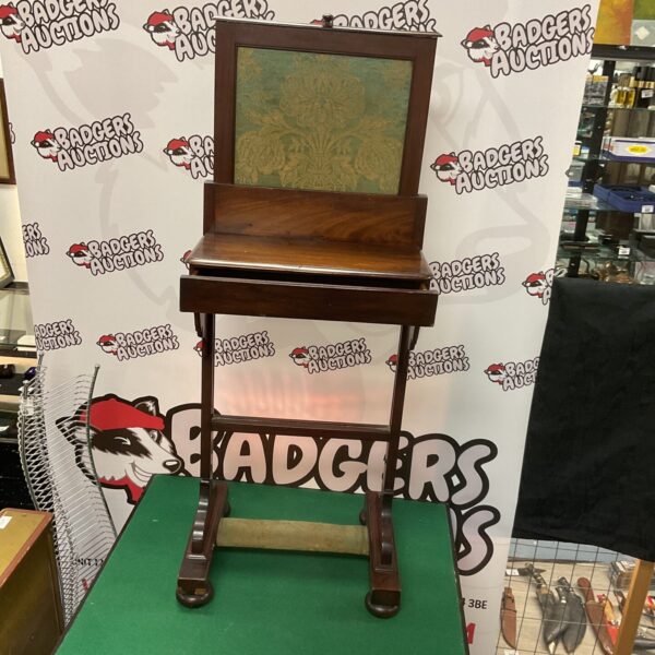 Antique Victorian mahogany far screen with drawer.