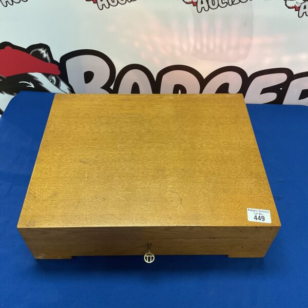 Antique Victorian teak cutlery box, a charming collectable.