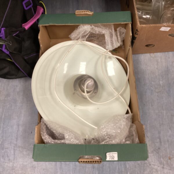 Vintage frosted glass ceiling light shade for retro lighting.