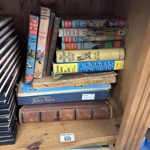Stack of vintage children’s books by Enid Blyton and Frances Cowen.