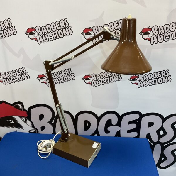 Vintage anglepoise style desk lamp with conical shade.