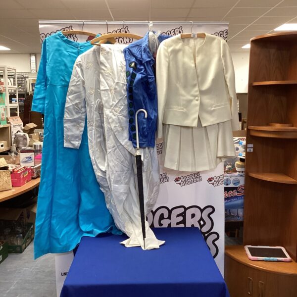 Vintage dresses and Girl Guides uniform collection for sale.