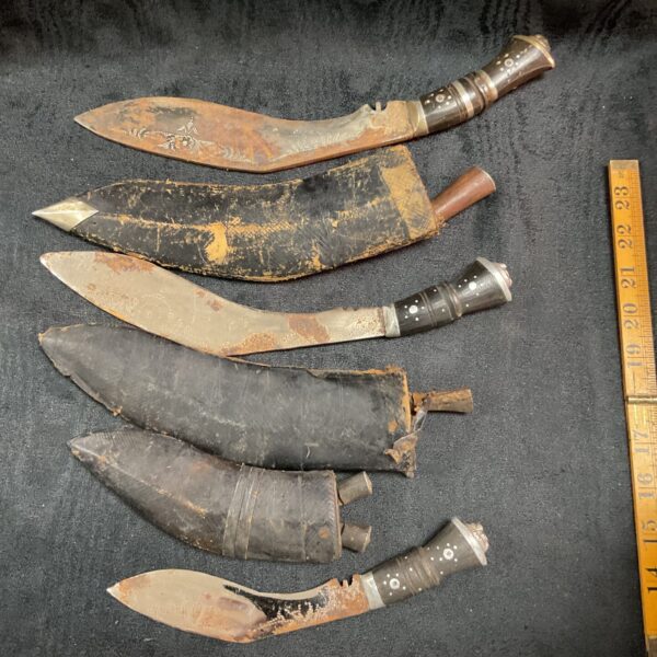 Vintage Indian Khukuri set of three antique knives.