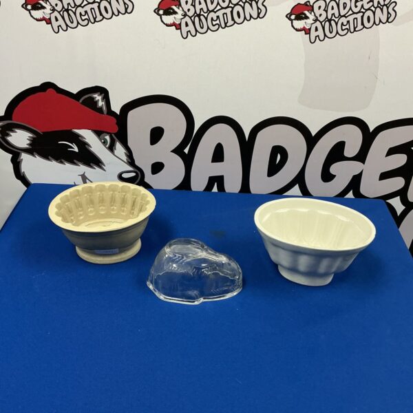 Fluted vintage plastic jelly mould for retro desserts.