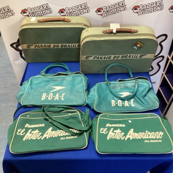 Vintage Panair Do Brazil luggage set with Panagra and B.O.A.C bags.