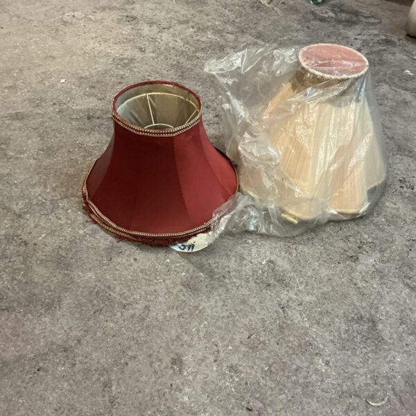 Lot of four large vintage red lampshades for retro lighting.