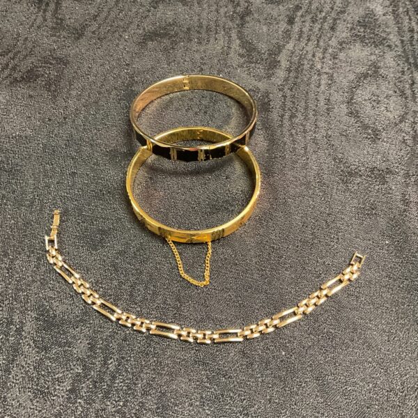 Lot of three vintage rolled gold and gold plated bracelets.