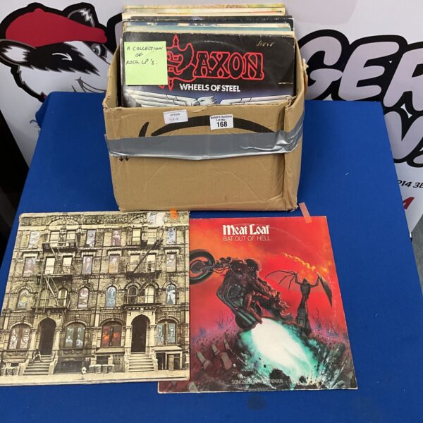 Stack of vintage vinyl records labelled "Roca LP’s"