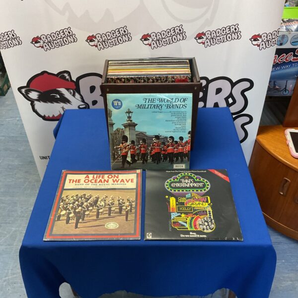 Vintage Decca vinyl record lot with military band cover.