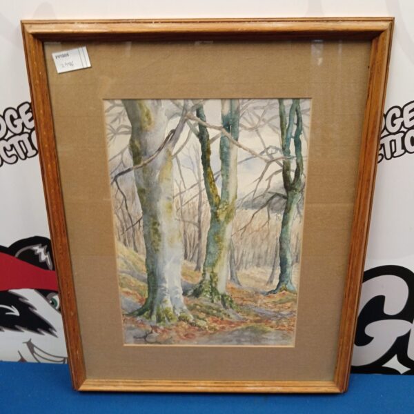 Original watercolour woodland painting of a forest landscape.