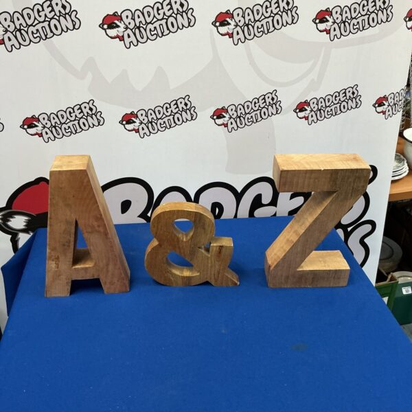 Wooden figures labelled ‘A’ and ‘Z’ for home decor.
