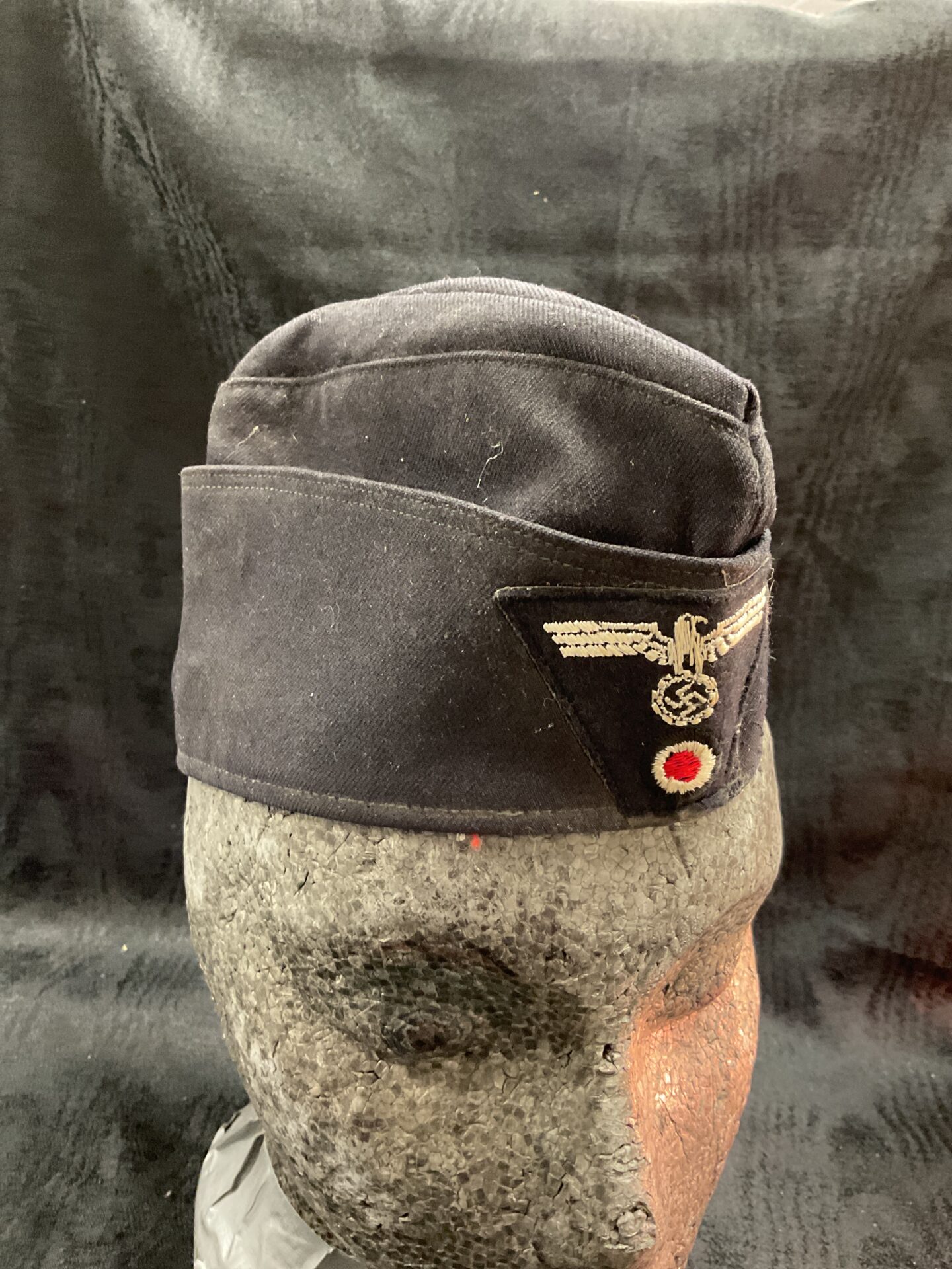 Original WW2 German Panzer side cap with insignia.