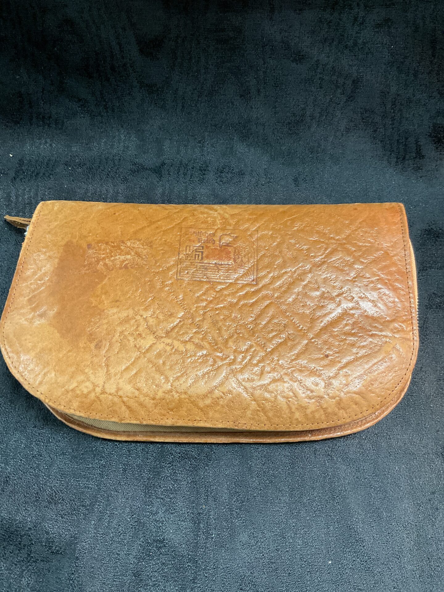 Closed WW2 German shaving kit showing leather pouch and exterior details.