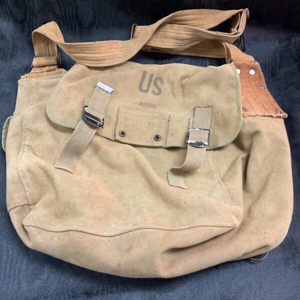 Vintage WWII US Army ammo bag with canvas construction.