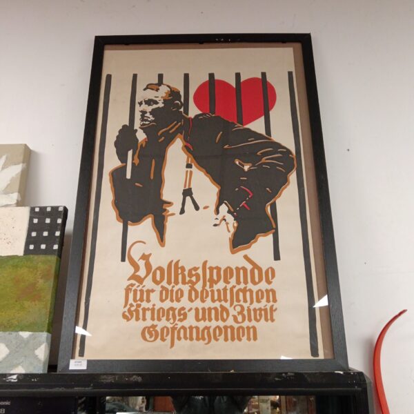 Original WWI German poster promoting charity for prisoners of war.